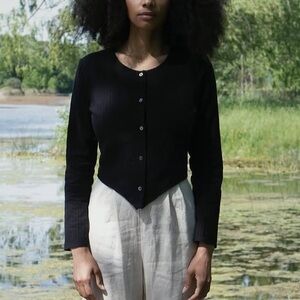 Ovate Maeve blouse top black large